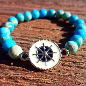 Turquoise Blue Sea Sediment Beaded Boho Bracelet